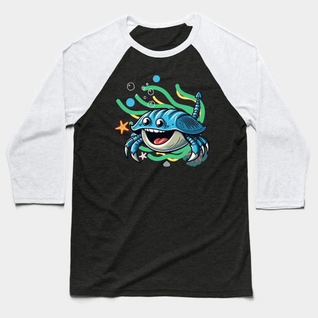 Horseshoe Crab Humor: Comical Marine Baseball T-Shirt by chems eddine